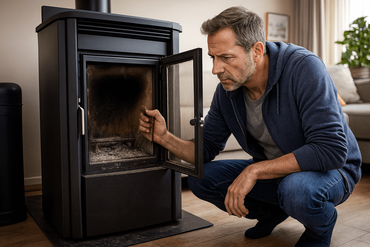 Waarom wordt het ruitje van mijn pelletkachel zwart?